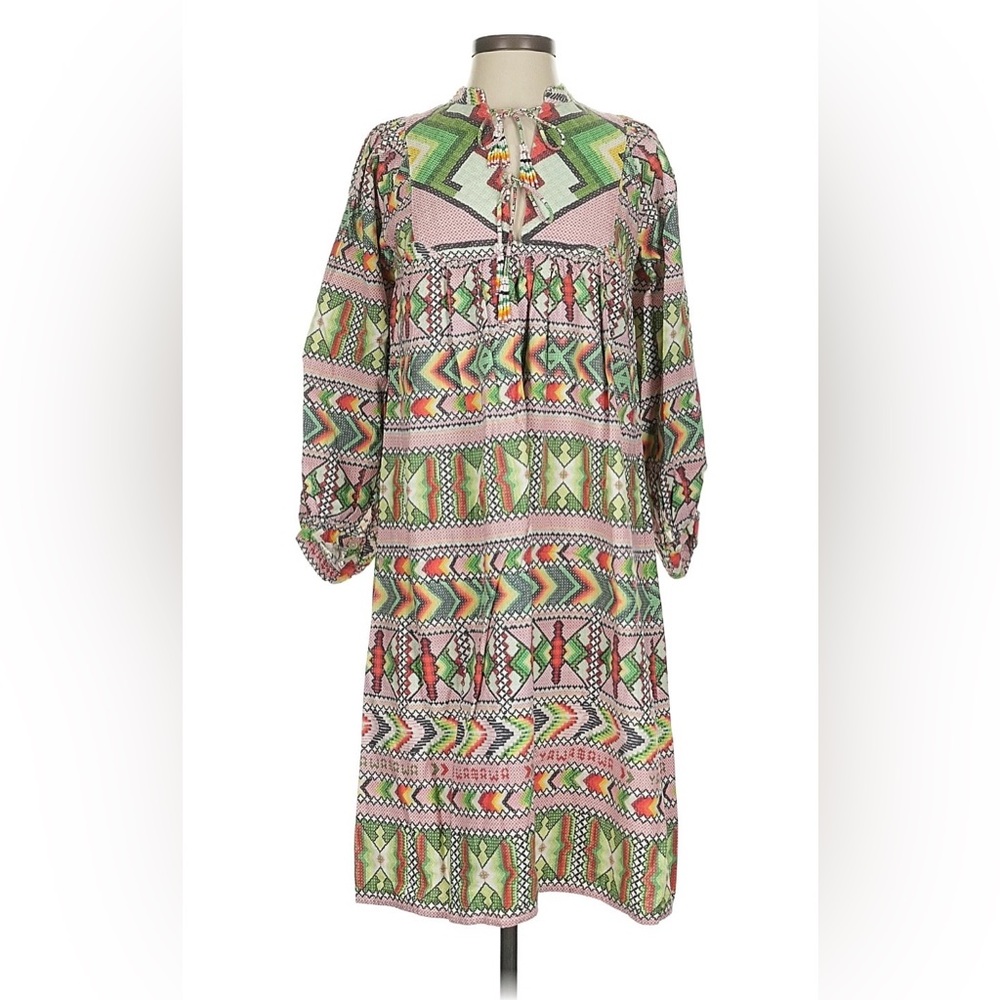 Farm Rio “Amulet” Vibrant Tribal Oversized Long Sleeve Dress - Small - Picture 5 of 7
